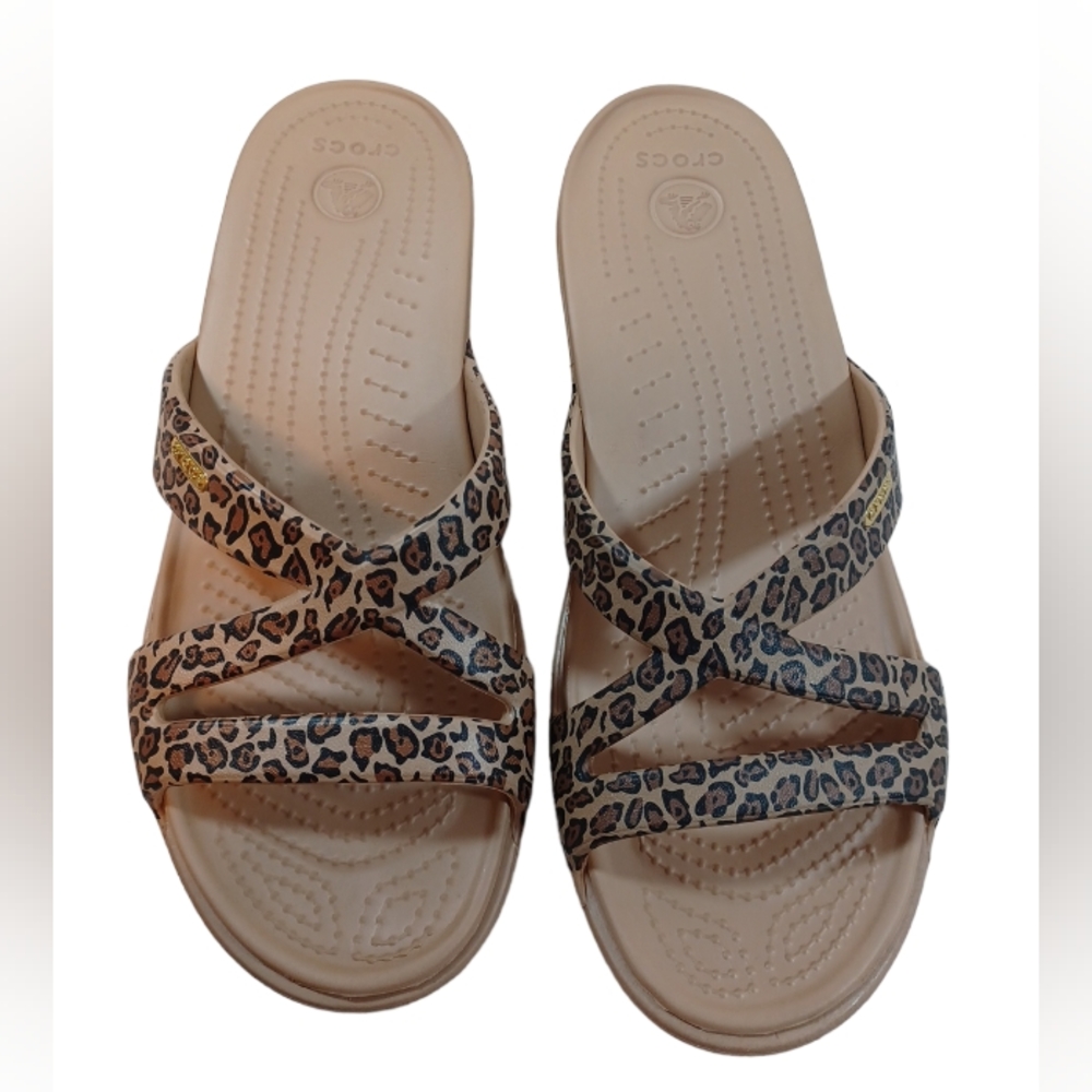 Crocs Women's Sandals with Leopard Design Size 10